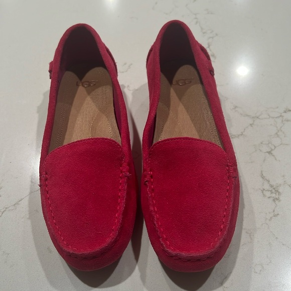 UGG Women's Flores Flat Pink Suede Driving Loafer Shoes Size 6.5 - Picture 1 of 8